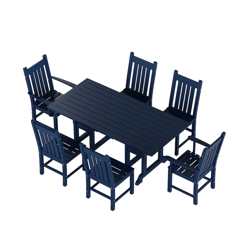 Laguna Hdpe All Weather Outdoor Patio Dining Set with Rectangle Table, Side Chairs (7-Piece Set)