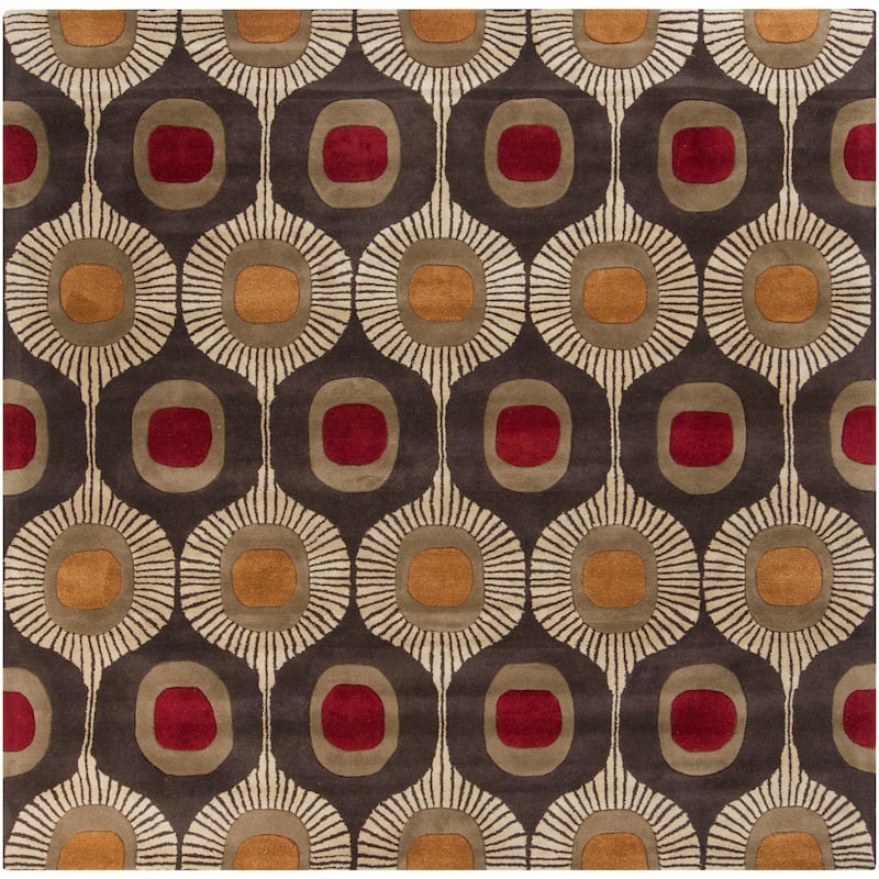 Livabliss Modern & Contemporary Forum Geometric Area Rug - 8' x 8' Square - Red/Orange