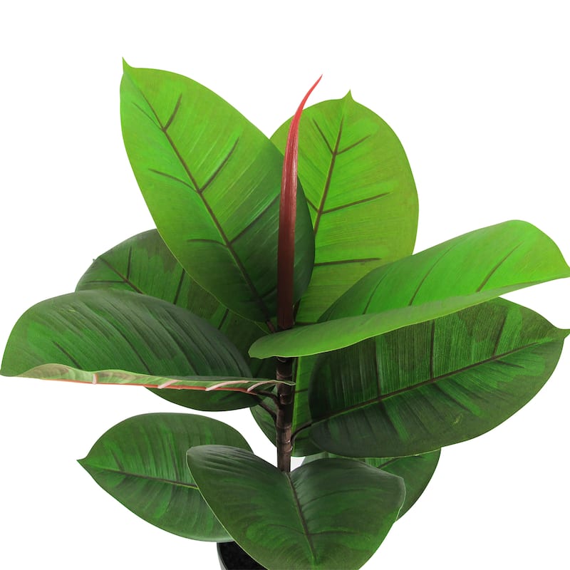 2ft Real Touch Artificial Rubber Plant Fiddle Leaf Fig Tree in Black Pot - 23" H x 16" W x 16" DP