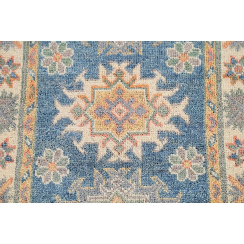 Blue Kazak Oriental Accent Rug Handmade Traditional Wool Carpet - 2'1"x 2'10"