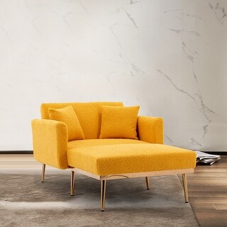 Elegant Tufted Velvet Chaise Lounge Chair with Iron Legs - Bed Bath ...