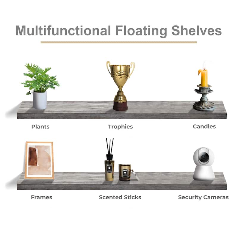 Sorbus Floating Shelves for Wall - 55 Inch Extra-Long Bathroom Shelves - Mounted Floating Shelf with Hidden Brackets (2 Pack)