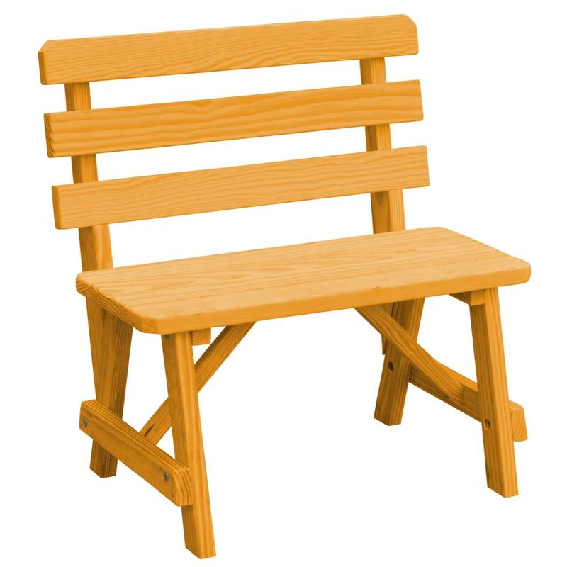 Pine 3' Traditional Backed Bench - Natural Stain