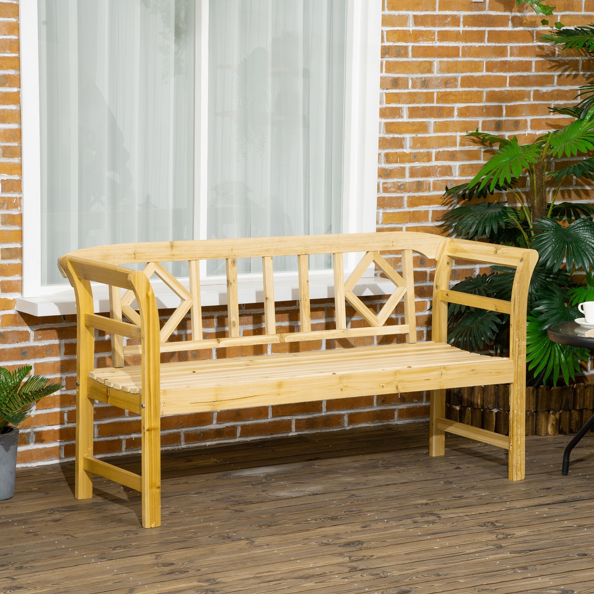 Three seater wooden bench store