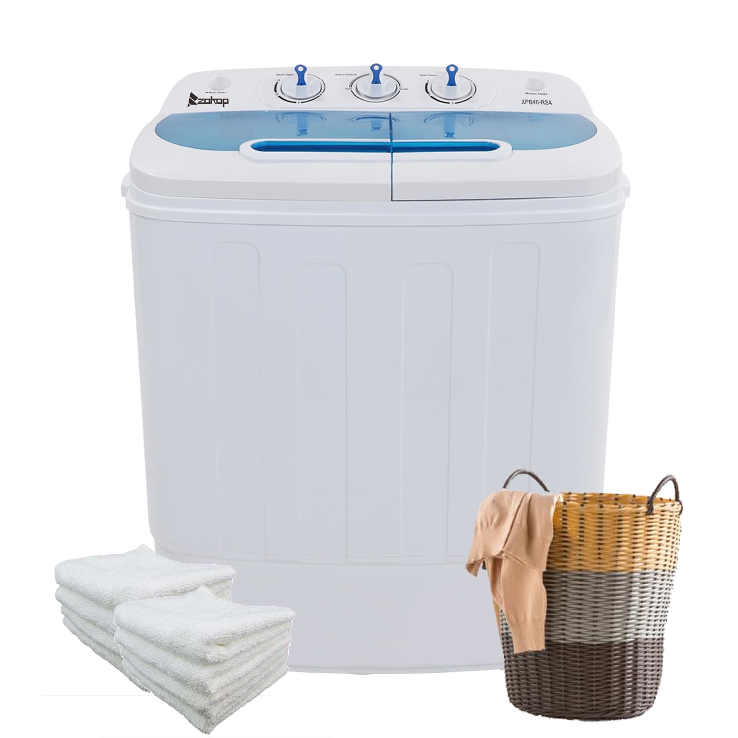 ZENY Portable Compact Mini Twin Tub Washing Machine - 13lbs Capacity