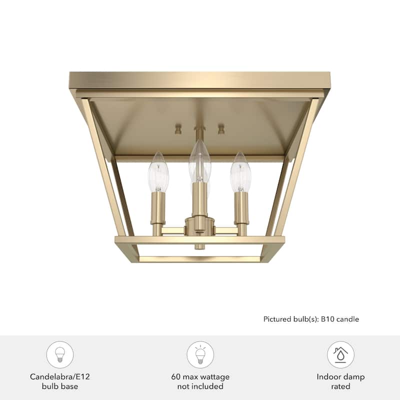 Hunter Laurel Ridge 4-Light Flush Mount Ceiling Light - Entry, Hallyway, Bathroom - Modern Farmhouse, Industrial - Damp Rated!