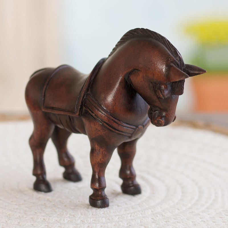 Novica Handmade Mini Horse Cedar Wood Sculpture