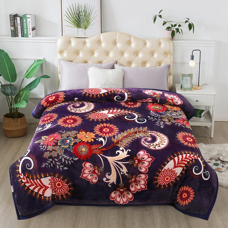 3 Ply Reversible Fleece Comforter for Winter 85"x93" 8lbs
