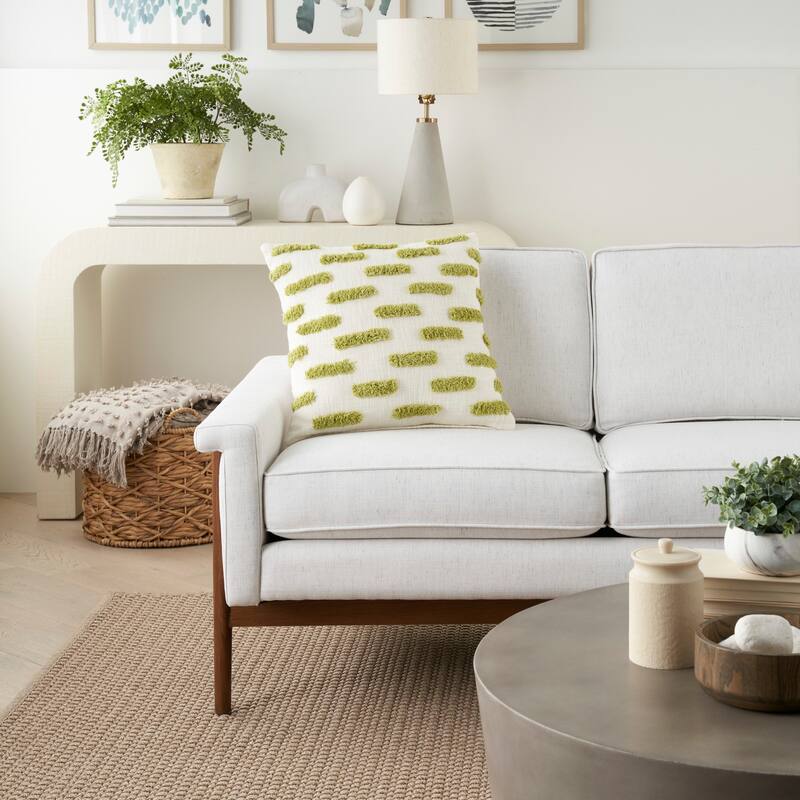 Mina Victory Life Styles Tufted Lines Geometric 18" x 18" Indoor Throw Pillow