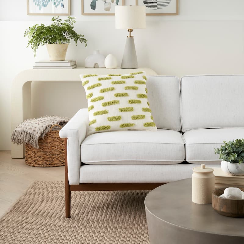 Mina Victory Life Styles Tufted Lines Geometric 18" x 18" Indoor Throw Pillow