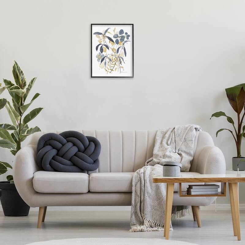 Stupell Blue & Yellow Plant Impressions Framed Giclee Art Design By Krinlox