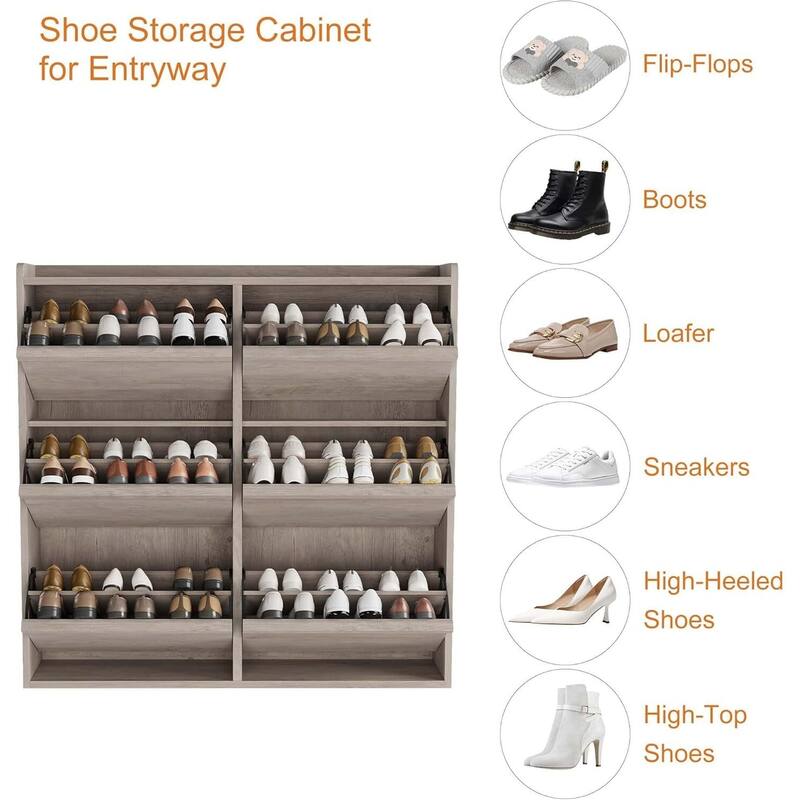 Narrow Shoe Cabinet Organizer with 6 Flip Drawers for Entryway, Hallway, Living Room