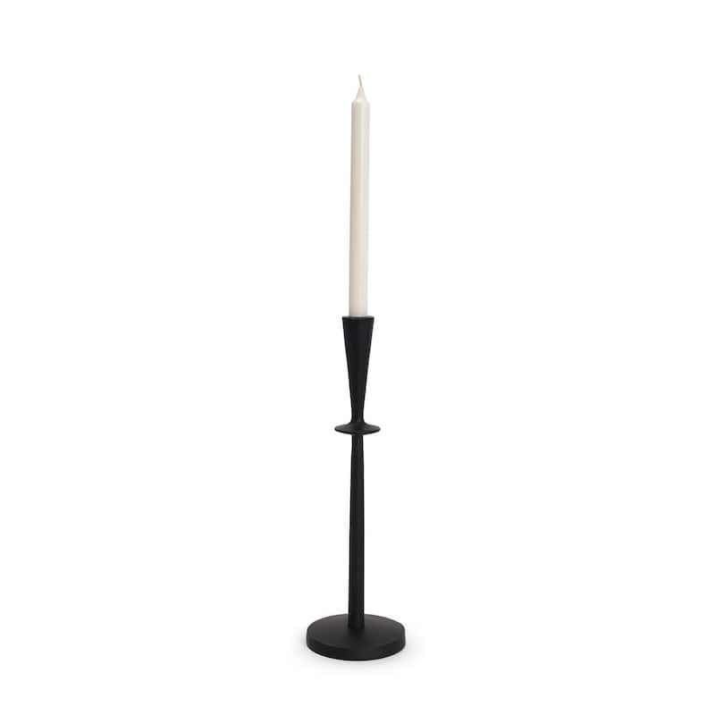 Qwin Matte Black Cast Aluminum Tall Candle Holder - 4.5 x 4.5 x 15