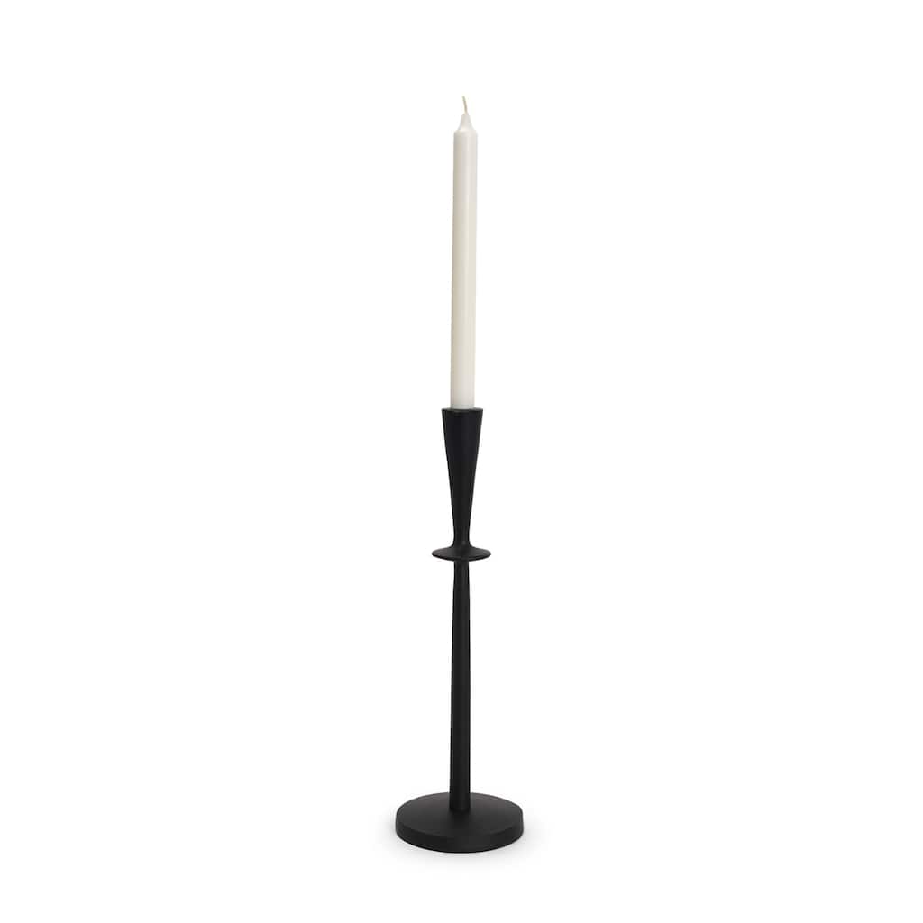 Qwin Matte Black Cast Aluminum Tall Candle Holder - 4.5 x 4.5 x 15