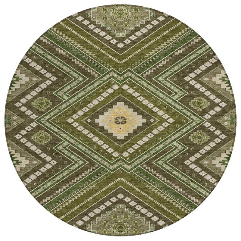 Machine Washable Indoor/ Outdoor Global Boho Chantille Rug