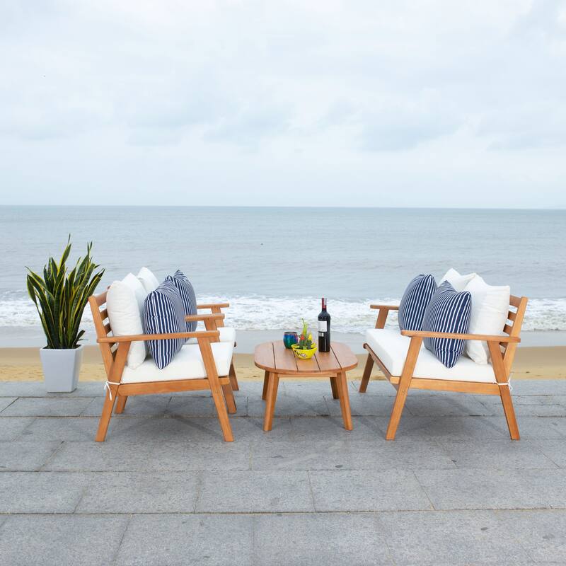 SAFAVIEH Outdoor Deacon 4-piece Conversation Patio Set. - 49" W x 30" D x 31" H