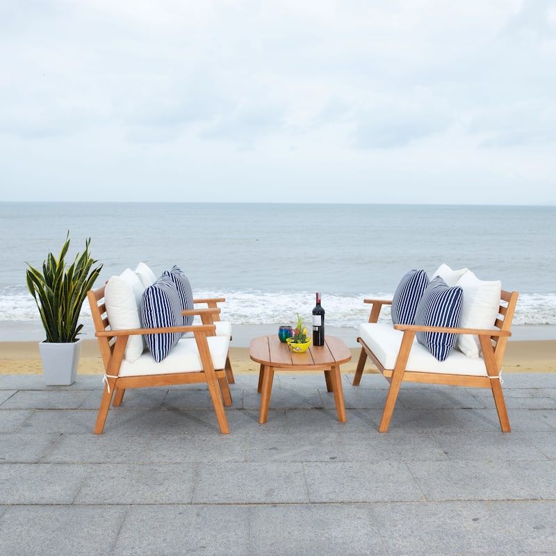 SAFAVIEH Outdoor Lupe 4-Piece Conversation Patio Set - 49W x 31D x 30H