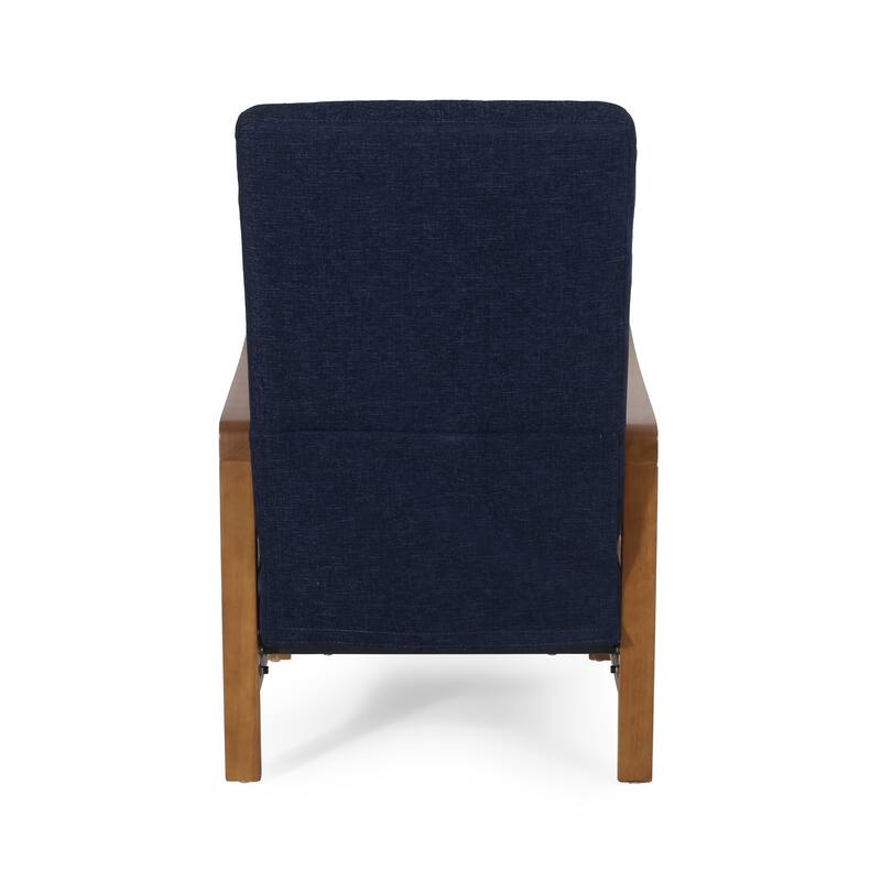 Small Wood Frame Recliner Club Chair with Retractable Footrest Living Room Lounge Armchair Upholstered Reading Chair for Bedroom