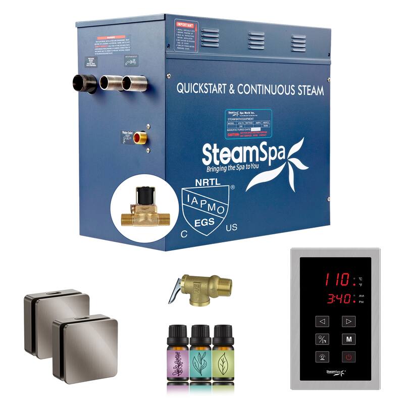 Oasis Series 12000-Watts Steam Generator with Continuous Steam Plus Easy Touch Pad and Auto Drain - Brushed Nickel