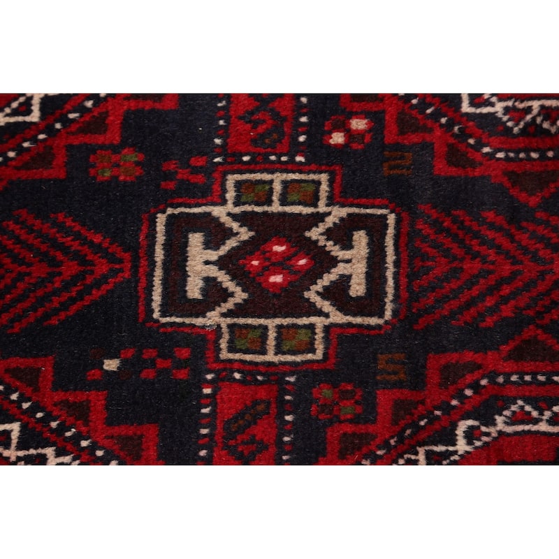 Tribal Geometric Balouch Afghan Oriental Area Rug Wool Hand-knotted - 3'5" x 6'2"