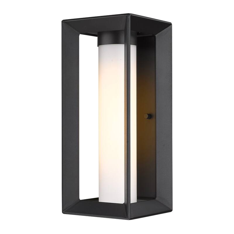 Golden Lighting Smyth 1-light Outdoor Wall in Natural Black and Seeded Glass