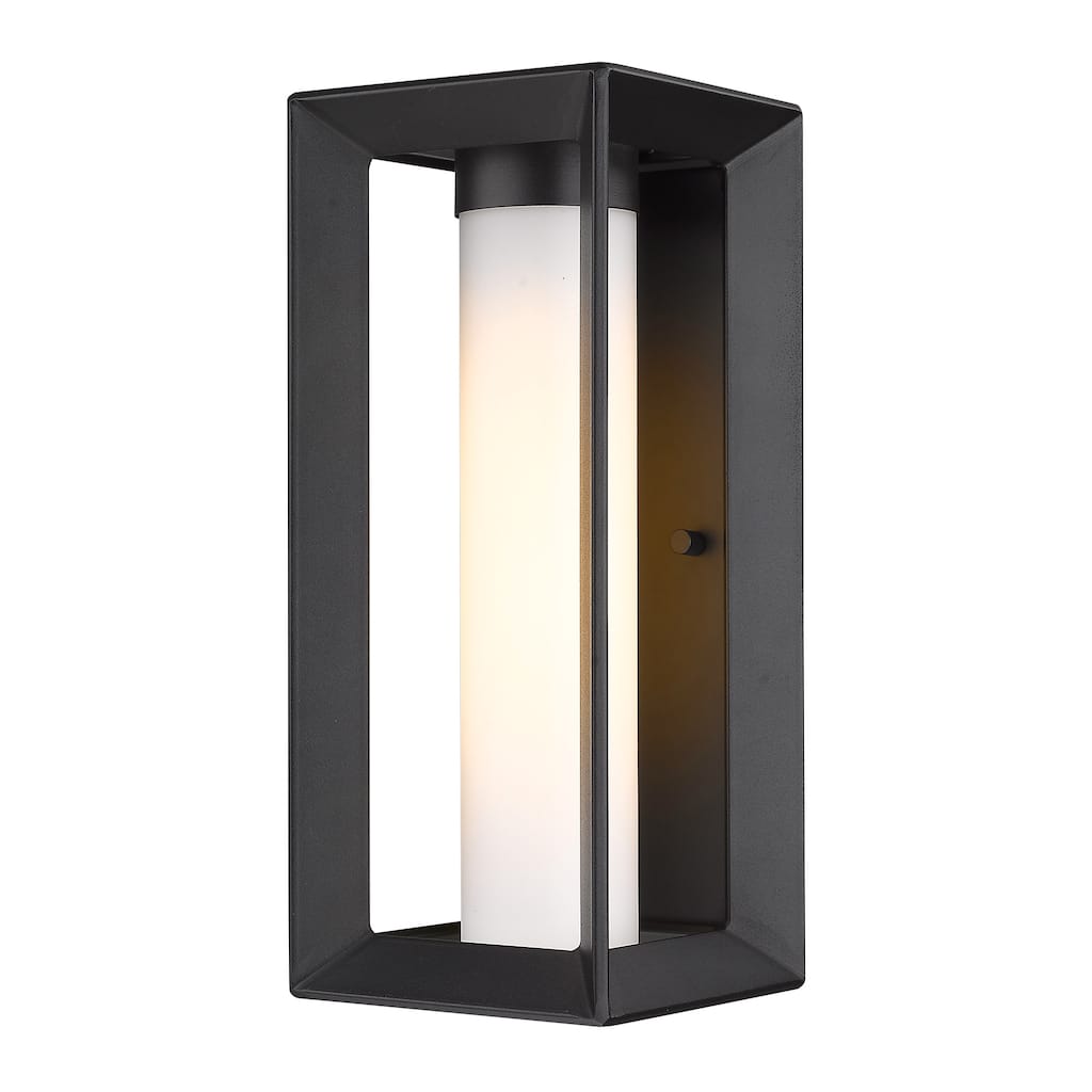 Golden Lighting Smyth 1-light Outdoor Wall in Natural Black and Seeded Glass