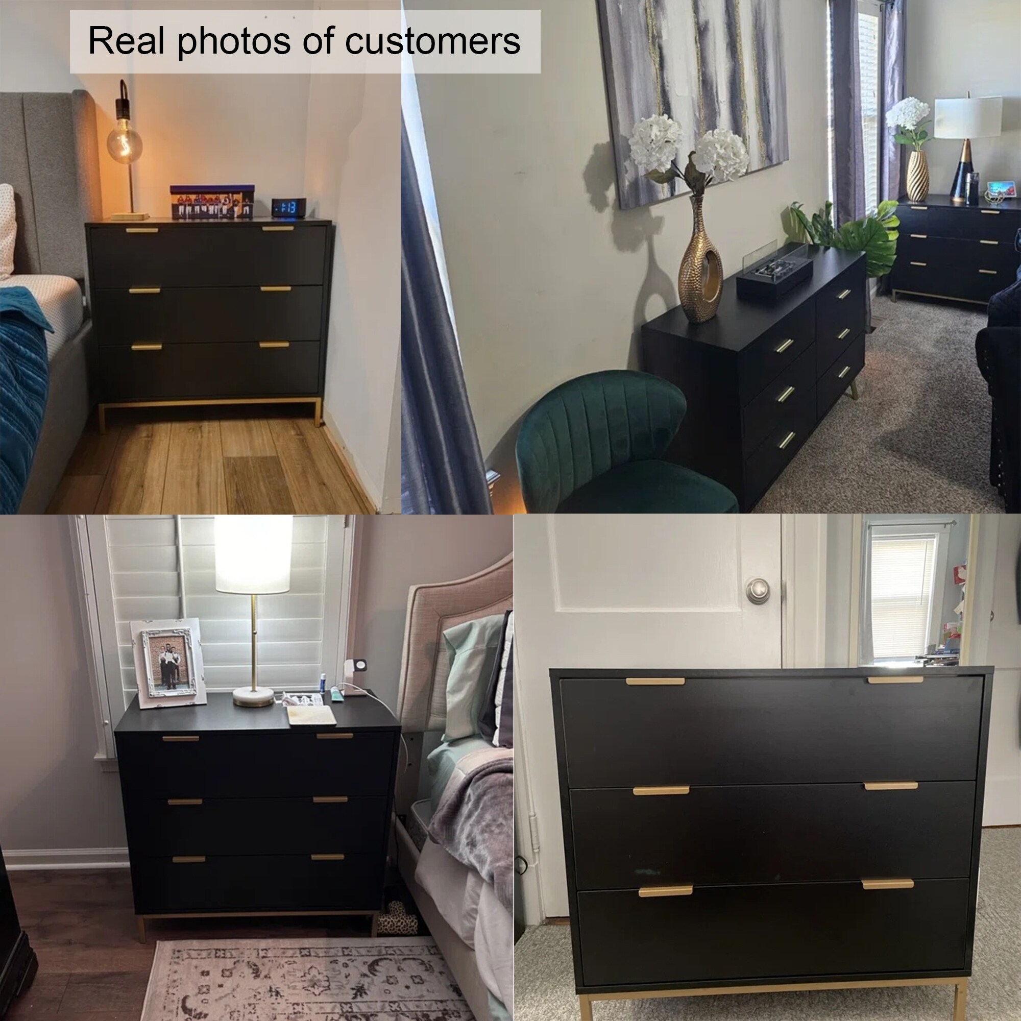 31.5" W 3-Drawer Black Dresser Modern Wood Chest of Drawers Storage  Organizer for Bedroom - Overstock - 36992828