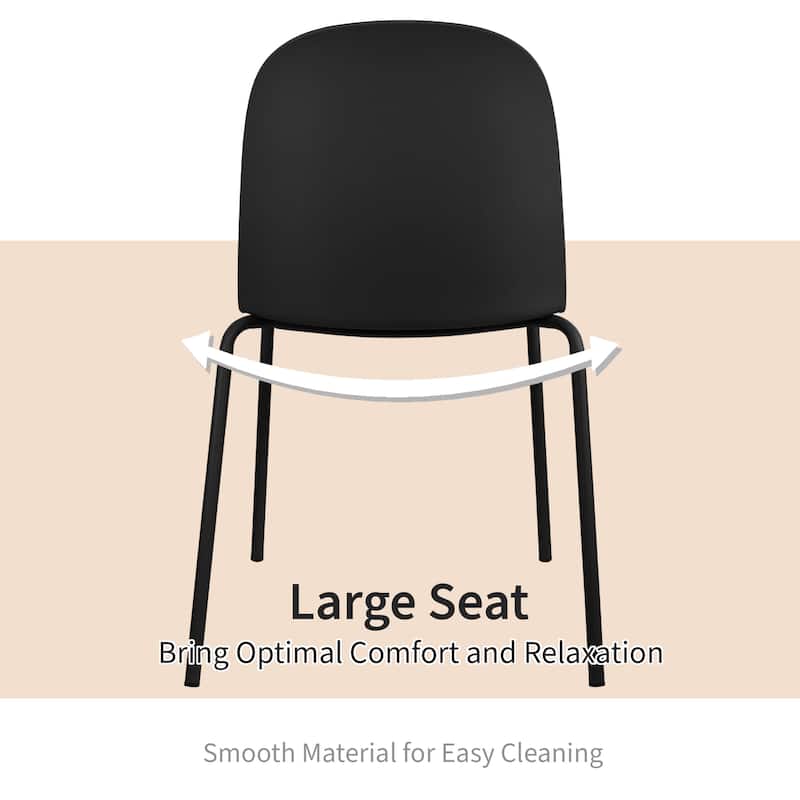 Set of 4 Plastic Dining Chairs Padded Seat Cushion For Kitchen Outdoor Patio Office Waiting Room Breakroom Guest