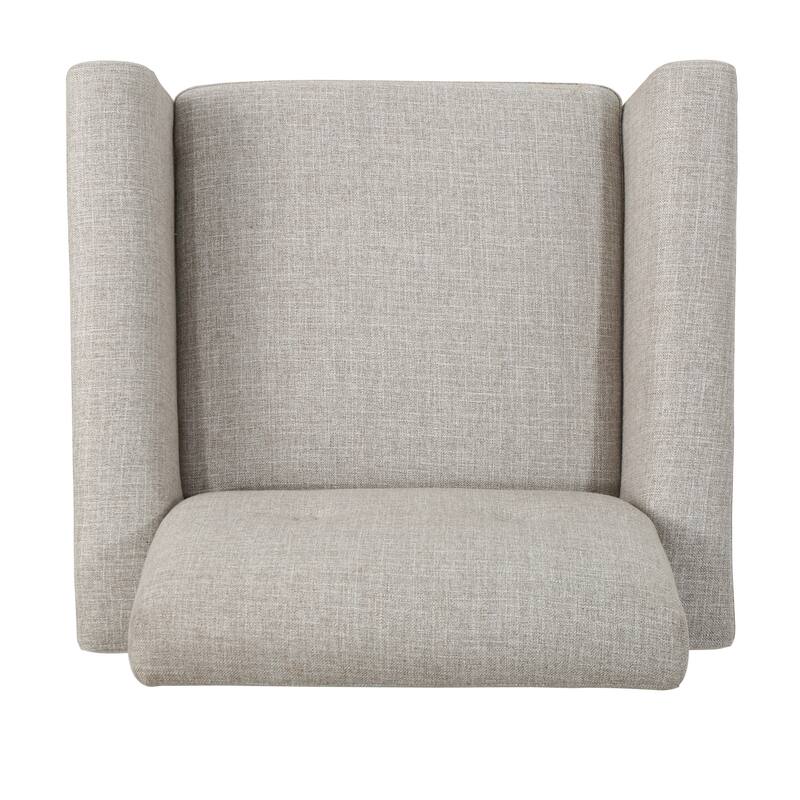 Beige Modern 31.1" Upholstered Button Tufted Club Chair with Sturdy Rubber Wood Legs