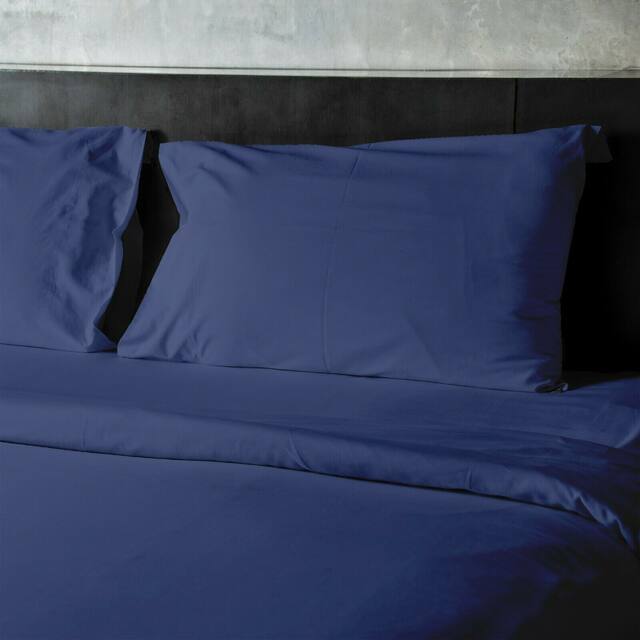 4 Pieces Bamboo Fiber Blend Bed Sheet Set, Deep Pockets - Royal Blue - Full