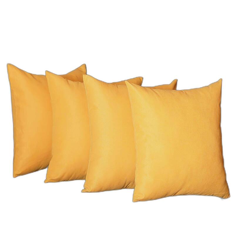 HomeRoots Set Of Four 20" X 20" Yellow Polyester Zippered Pillow Cover