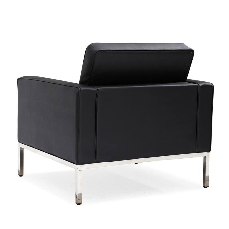 Black Leatherite Nailheads Florence 33''-83''W Multi-seat Sofa