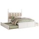 preview thumbnail 7 of 6, Queen Size Rattan Platform Bed with 2 Drawers, Wooden Bed with Twin Trundle, Space-saving Bed with Rattan Headboard, White