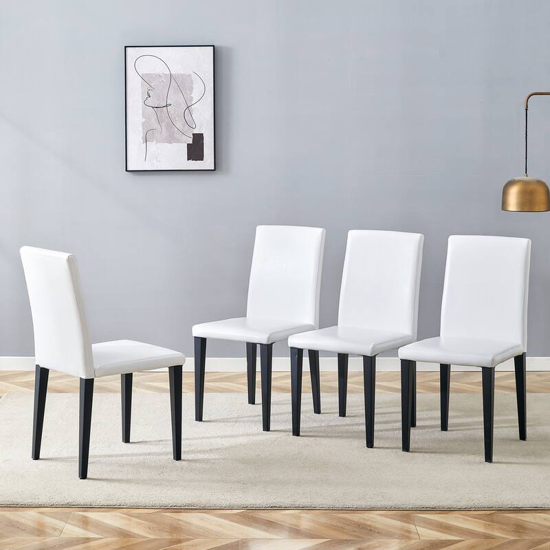 4 White PU dining chairs, simple and versatile, comfortable and accompanied. The exquisite and multifunctional dining chair