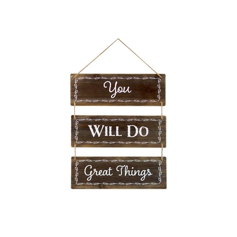 HomeRoots 14" X 12" Brown And White Inspirational Text Wood Wall Decor