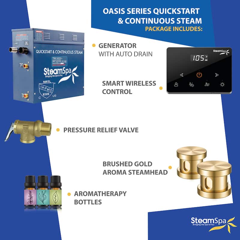 Oasis Series 12000-Watts Steam Generator with Continuous Steam Plus Fully Wireless Handheld Control
