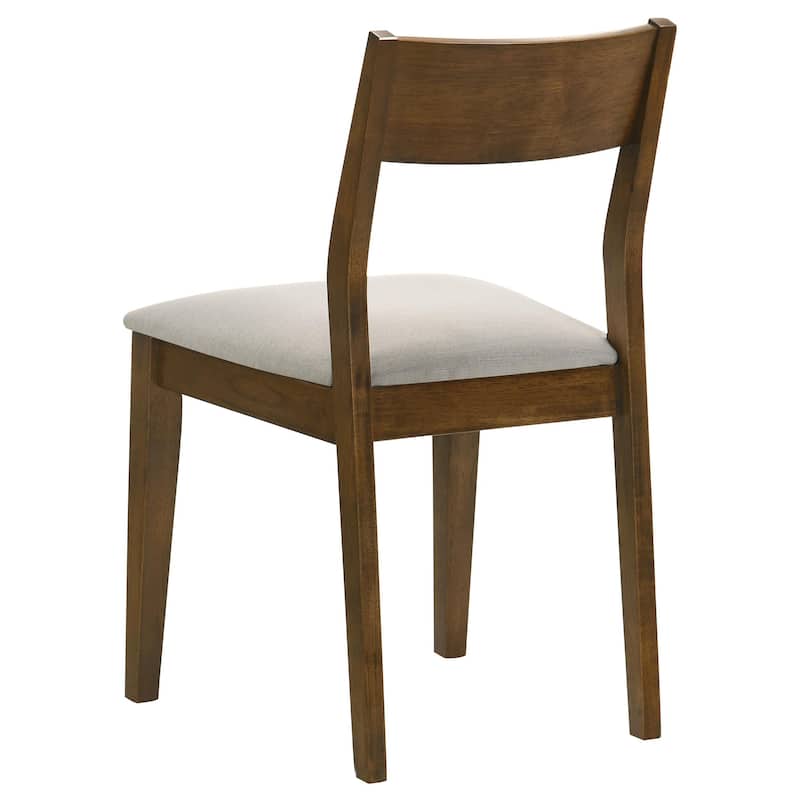 Montena Dining Chair Set of 2, White Fabric Seat, Dark Brown Wood