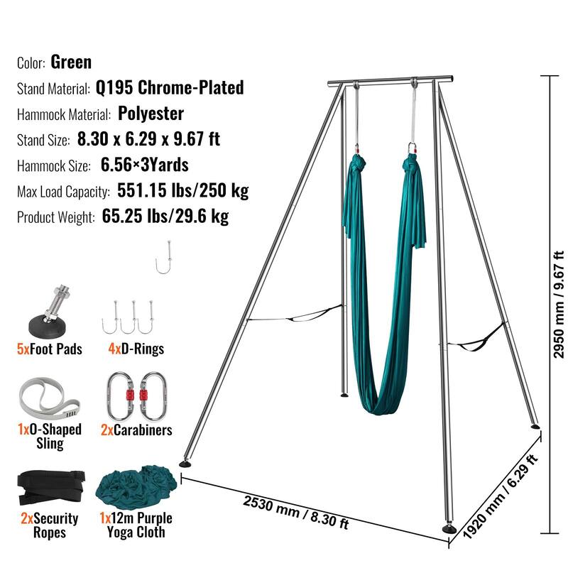 Aerial Yoga Frame with Hammock, 9.67ft Stand for Indoor Outdoor Use