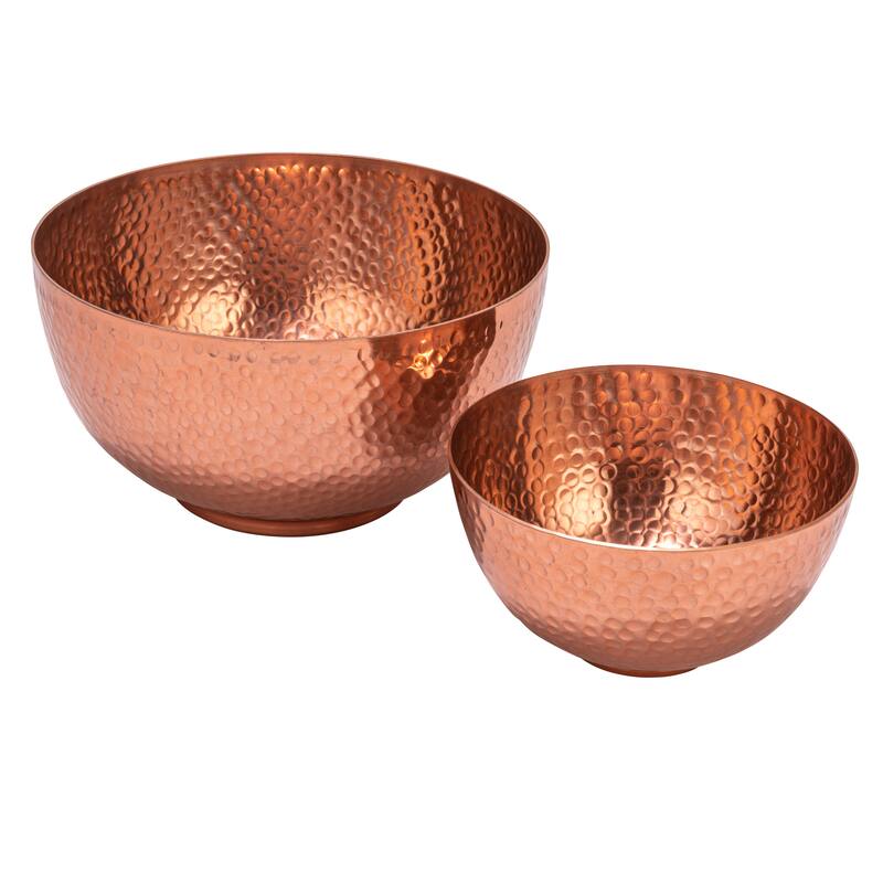 Hammered Metal Bowl - 9.0"L x 9.0"W x 3.5"H - Copper Finish