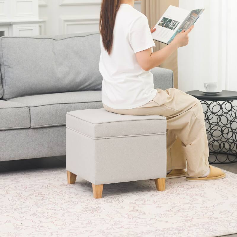 Adeco Square Storage Ottoman 17 inch Footstool