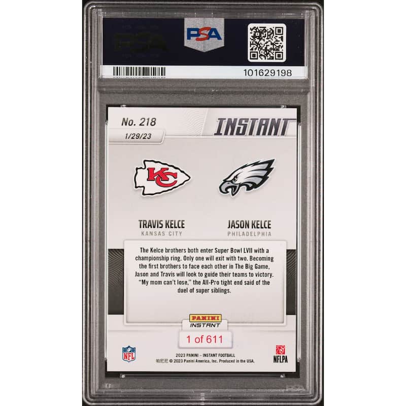 Jason Kelce 2022 Panini Instant Signed Card #218 Auto Graded PSA 7 TO STEPHANIE - 8' x 11'