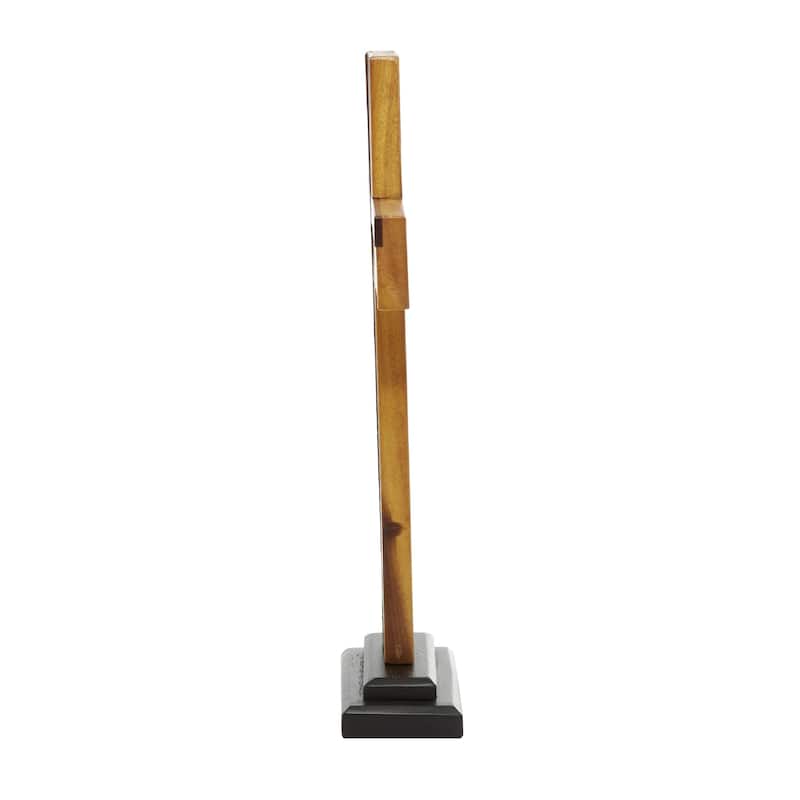 Wood Cross Handmade Sculpture - Brown - Roche River Decor