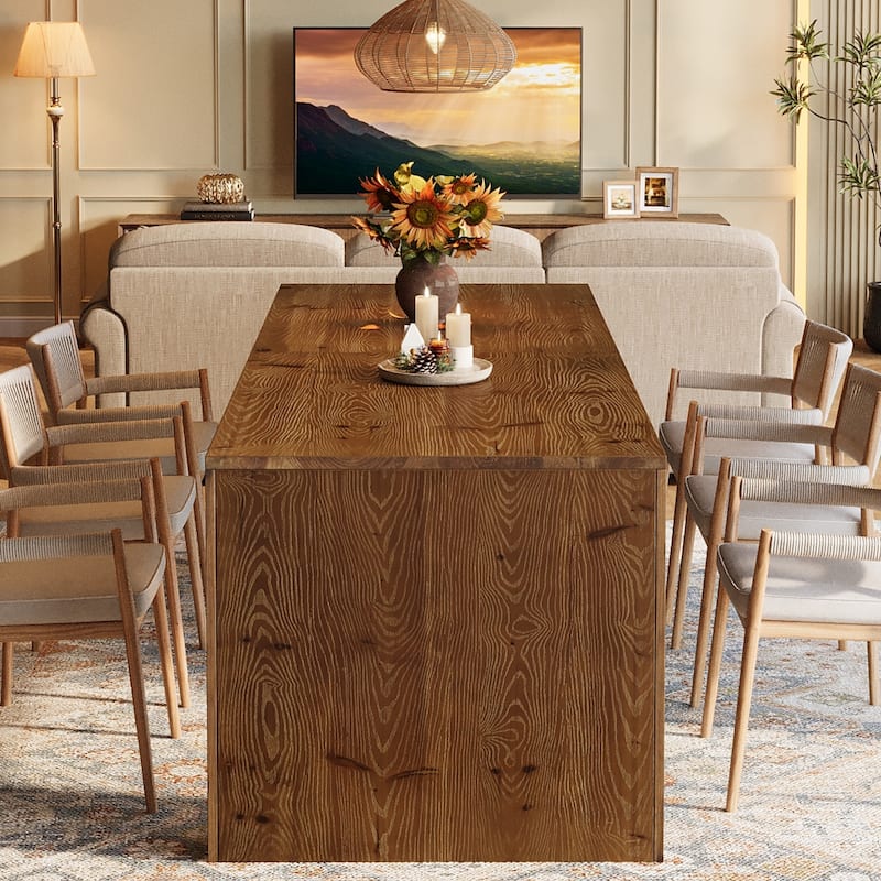 79 Inch Solid Wood Dining Table for 6-10, Farmhouse Rectangular Kitchen Dining Room Furniture - 78.74" L x 27.56" W x 29.52" H