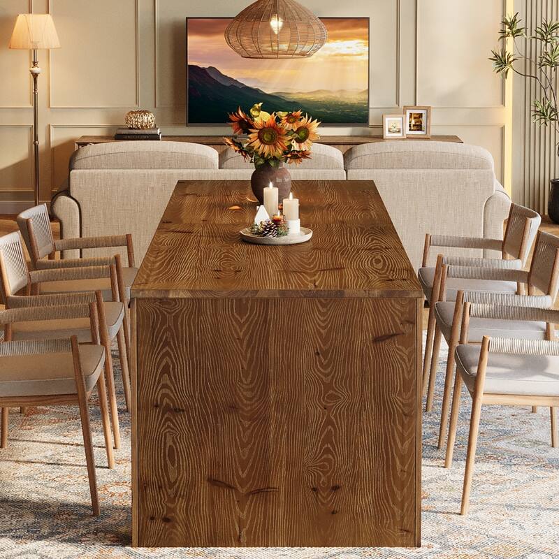 79 Inch Solid Wood Dining Table for 6/8/10, Farmhouse Rectangular Kitchen Table - 78.74" L x 27.56" W x 29.52" H