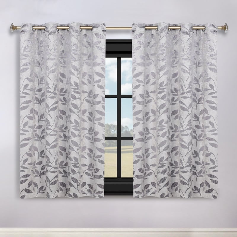 Superior Modern Bohemian Leaves Room Darkening Curtains with Grommets