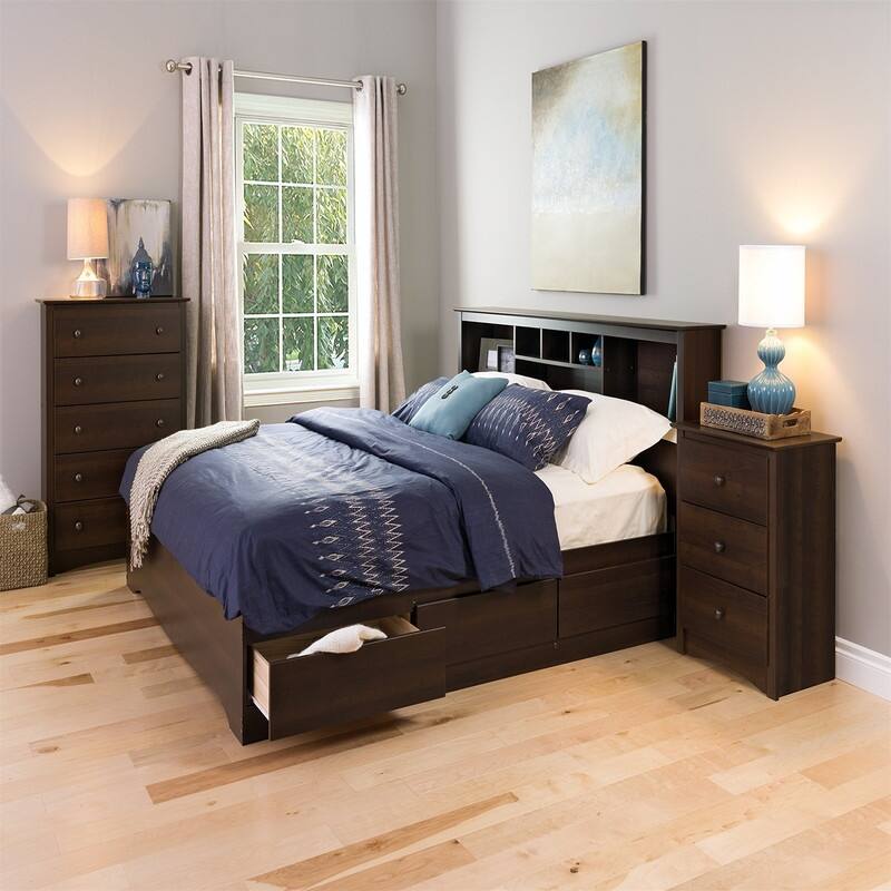Traditional Tall Nightstand Side Table with 3 Drawers
