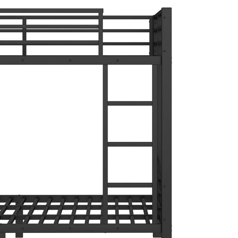 Roomfitters Full/Queen Metal Bunk Bed with Storage Shelves, Drawers & Pegboard, Space-Saving Heavy-Duty Frame, Black
