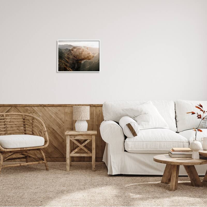 Stupell Abstract Wilderness Bear Rustic Mountain Range Modern Photography Framed Wall Art - Brown