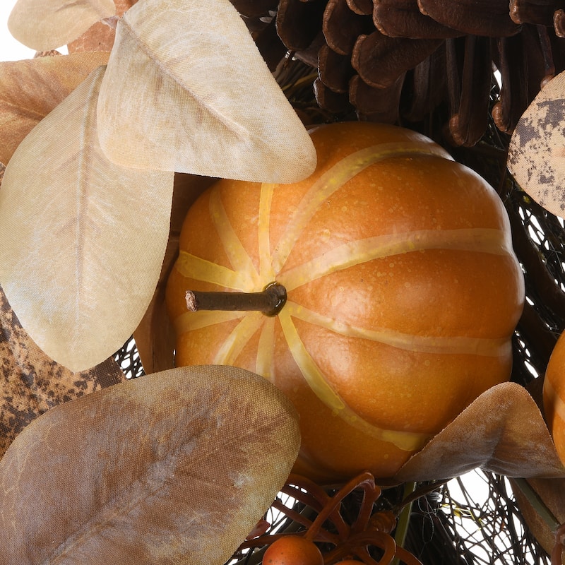 National Tree Company Artificial Autumn Teardrop with Pine Cones, Berry Clusters, Pumpkins, Assorted Leaves, 30 Inches - 30 in