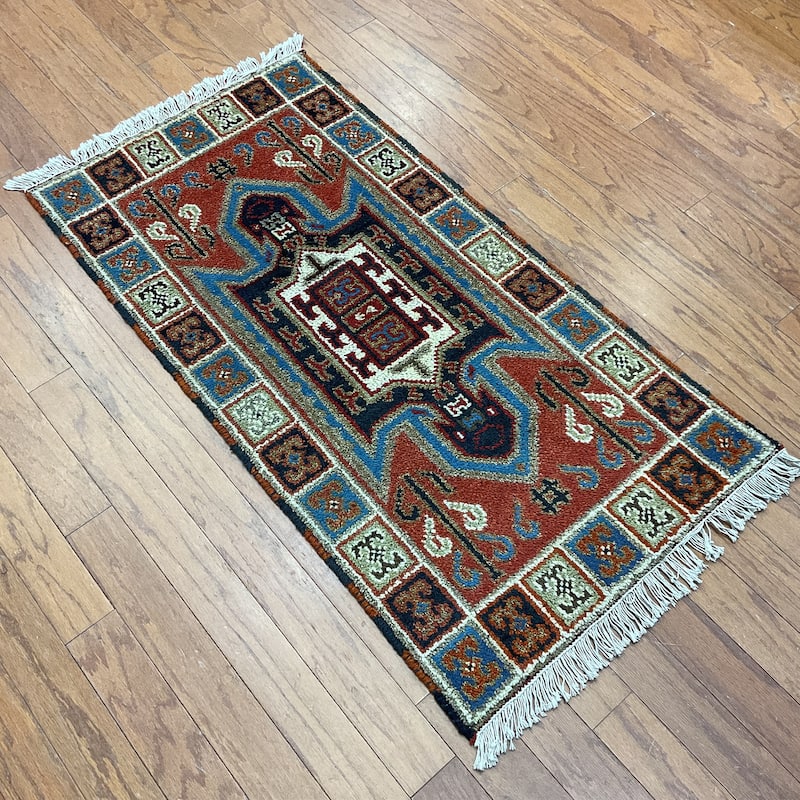 HERAT ORIENTAL Handmade Kazak Wool Rug - 2'1" x 3'11"